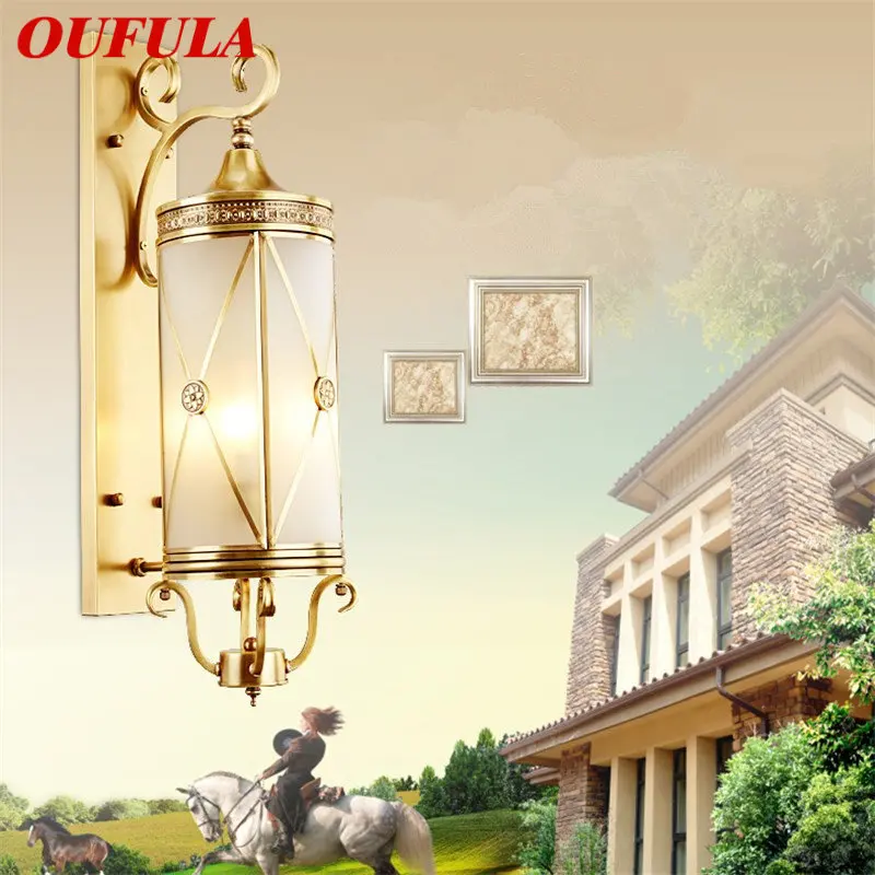 

OUFULA Nordic Outdoor Brass Wall Light LED Copper Sconce Lamp Creative Design Decor for Home Courtyard Corridor Aisle