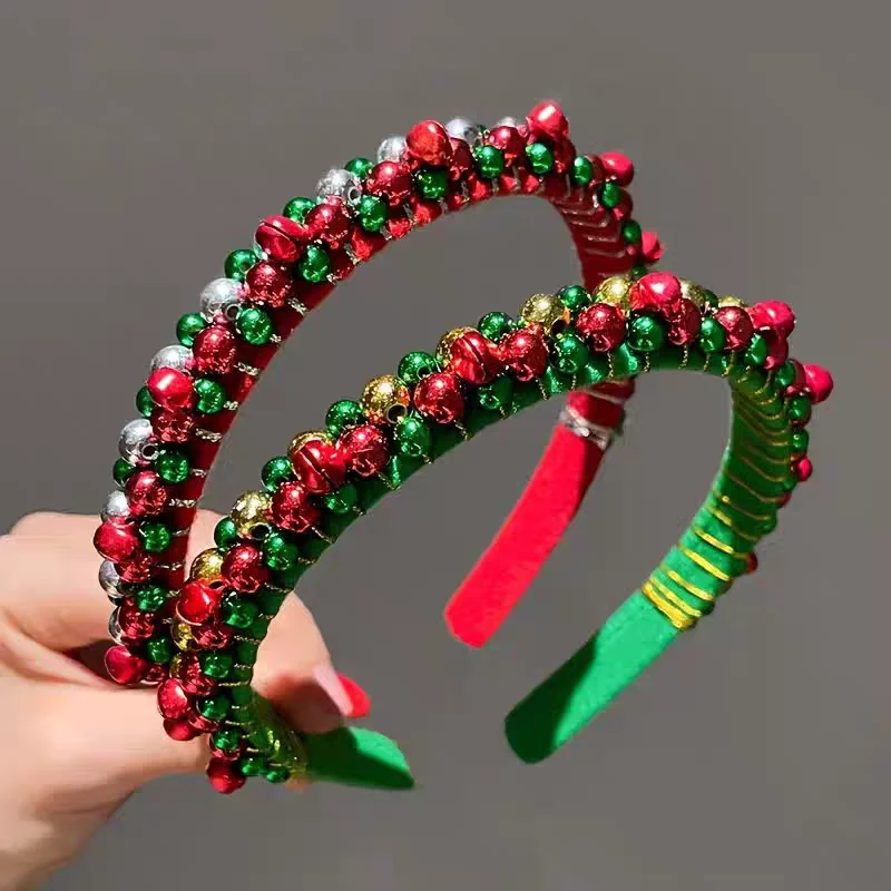 1pc Christmas Bell Beads Hairband Headband Fashion Hair Hoop For Women Autumn Winter Festival Retro Temperament Hair Bands
