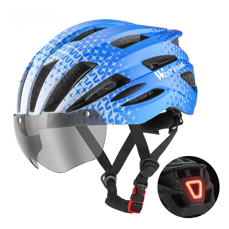 

Popular Windshield Helmet Electric Bike One Piece Helmet Men and Women Mountain Road Bike with Lights Hat Helmet Equipment