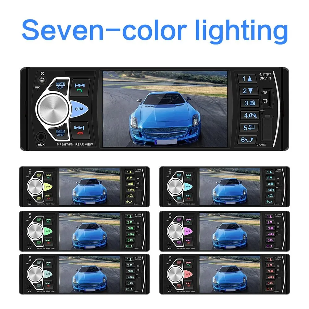 Car 4.1 inch High definition Large Screen Wireless Hands free Car MP5 Player Plug in Card U Disk Radio Mobile Phone Interconnect