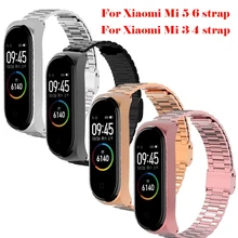 

For Xiaomi Mi Band 5 6 3 4 Stainless Steel Strap Mi Band 6 5 Global Edition Sports Wristband Metal Bracelet