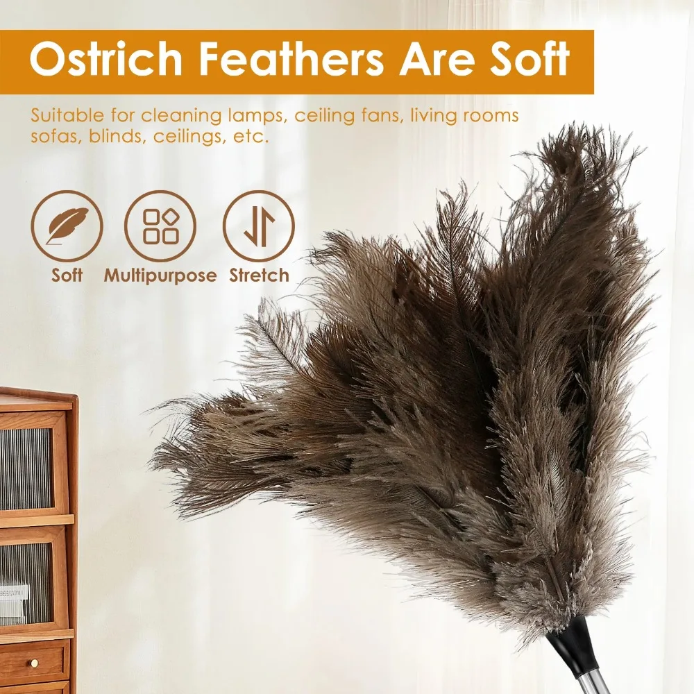 Ostrich Duster Brush Extendable Feather Duster Cleaning Ceiling Fan Furniture 200CM
