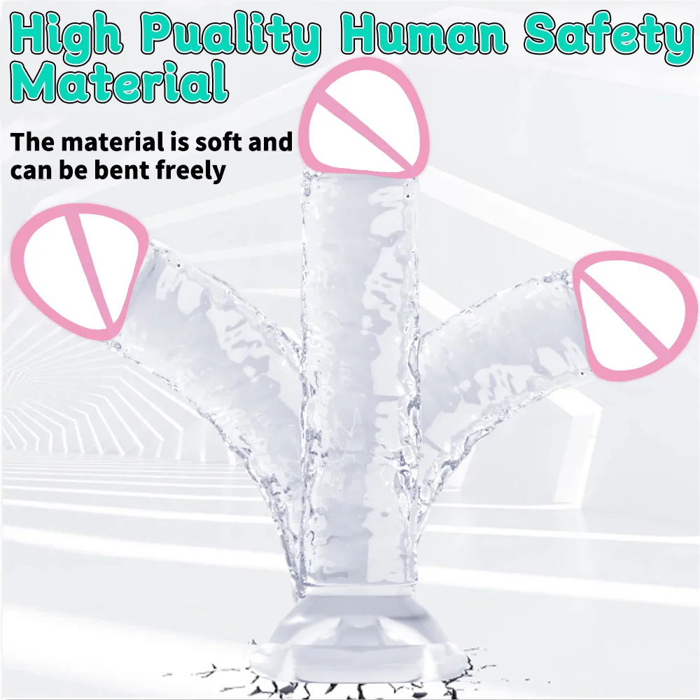 Realistic Dildo Clear Soft Lifelike Sex Toy with Vein Texture Penis for Vagina Anal Stimulation with Strong Suction Cup Adulttoy
