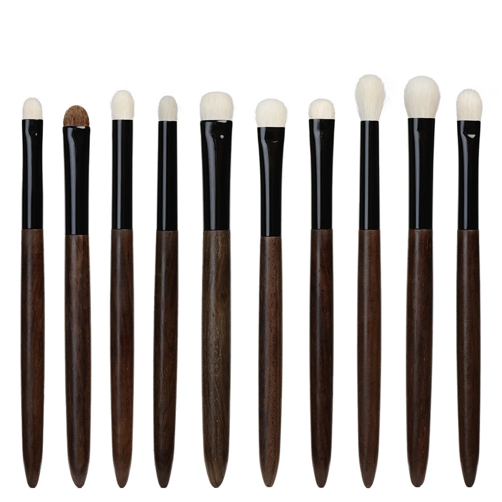 10pcs 메이크업 브러쉬 키트 사이코호 염소털 전문 수제 아이섀도우 블렌딩 브..