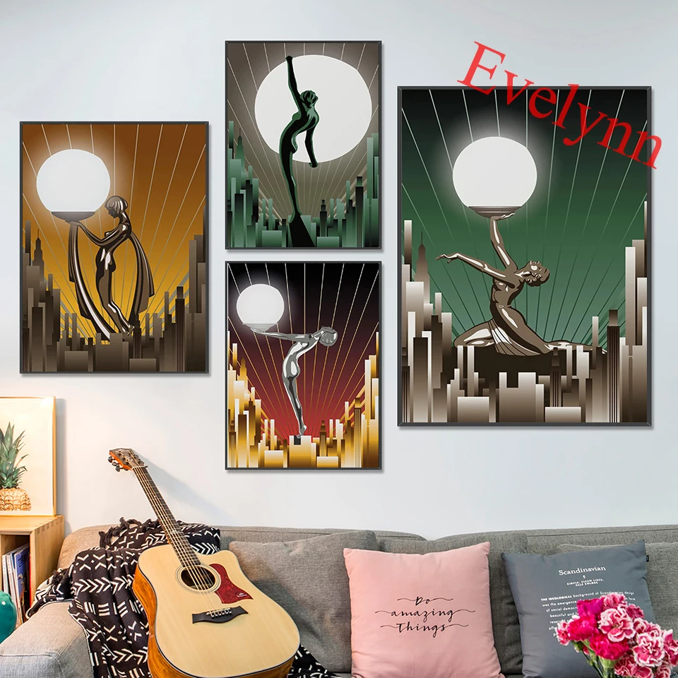 

Retro Futurism Roaring Twenties Canvas Painting Poster Aesthetics Modern Home Decor Prints Living Room Wall Art Pictures Gift