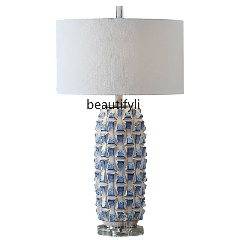 

New Ceramic Light Luxury Table Lamp Living Room Bedroom Bedside Lamp Retro Ornaments American Creative