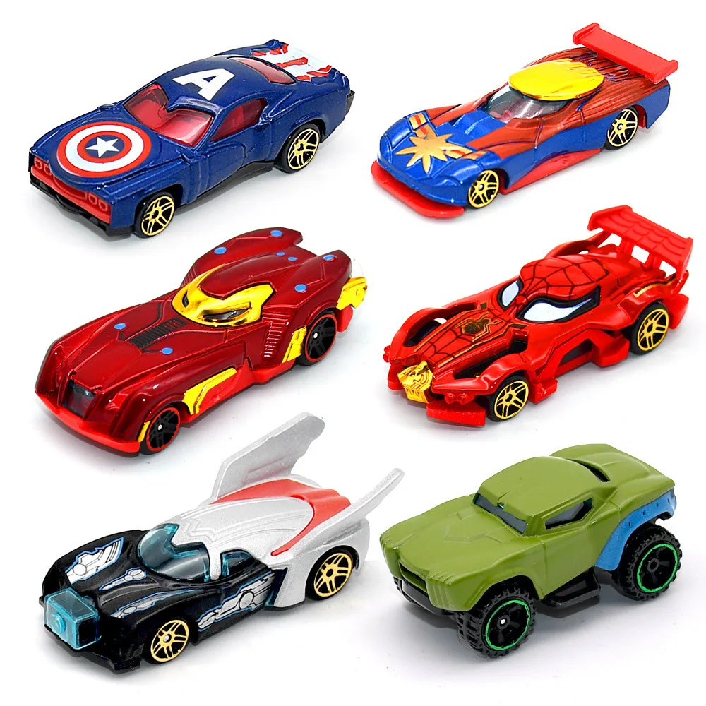 Coche de aleación Batmobile Capitán América, Hulk, Ironman, Spiderman, figuras de acción, modelo de carreras, juguete para niños, regalo