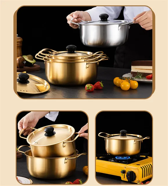 Pot Steel Pans Cooking Korean Large Pots Small Stainless Double Handle  Household Hot Kitchen Accessory Big Frying - AliExpress