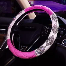 2022 38cm Crystal Bling coprivolante per auto per ragazze in pelle universale diamante rosa accessori auto interni per donna