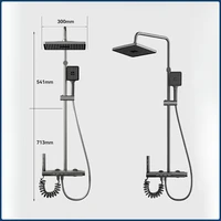 Piano Key 4 Ways Water Outlet Luxury Shower System Wall Mount Smart Display Temperature Rainlfall Shower Faucet Set for Bathroom 6