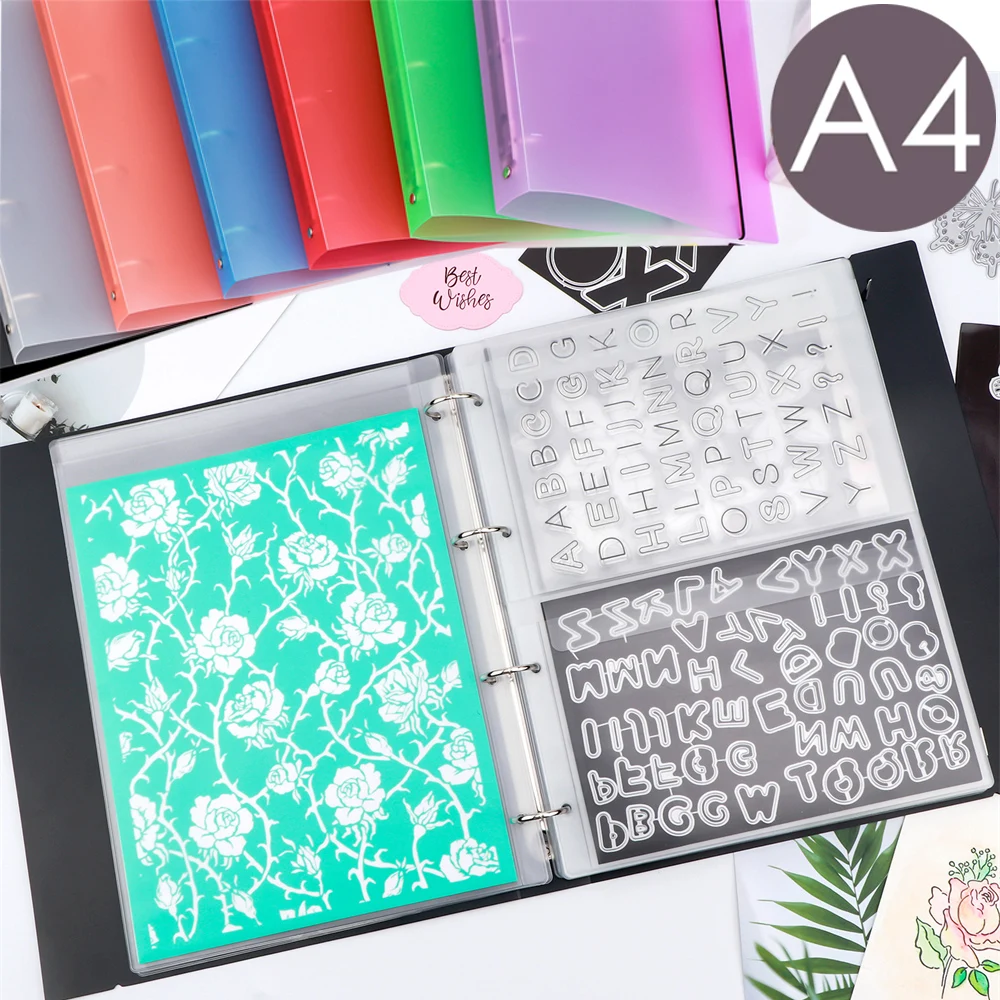 8 Colors A4 Size Die Storage Book Binder Envelopes Storage Pockets Folder For Scrapbooking Dies&Stamps Craft Supplies Organized