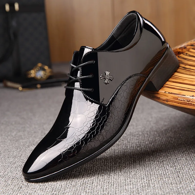 

Newest Italian Oxford Shoes For Men Luxury Patent Leather Wedding Shoes Pointed Toe Dress Shoes Classic Derbies Plus Size 38-48