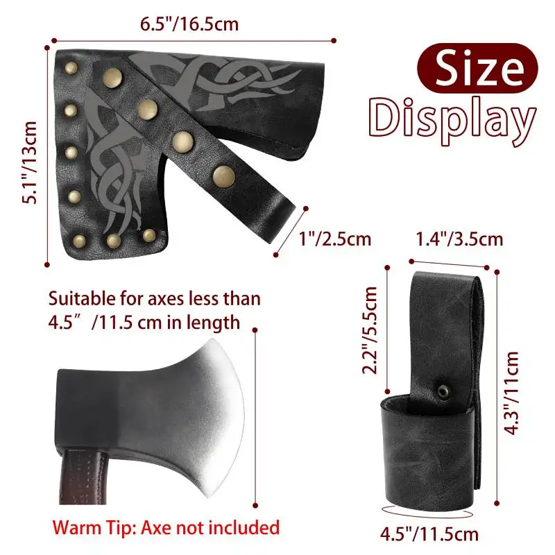 WENAM Medieval Viking Knight Sword Sheath Axe Blade Case Axe Sheath Holder With Waist Holster Scabbard Larp Cosplay Props