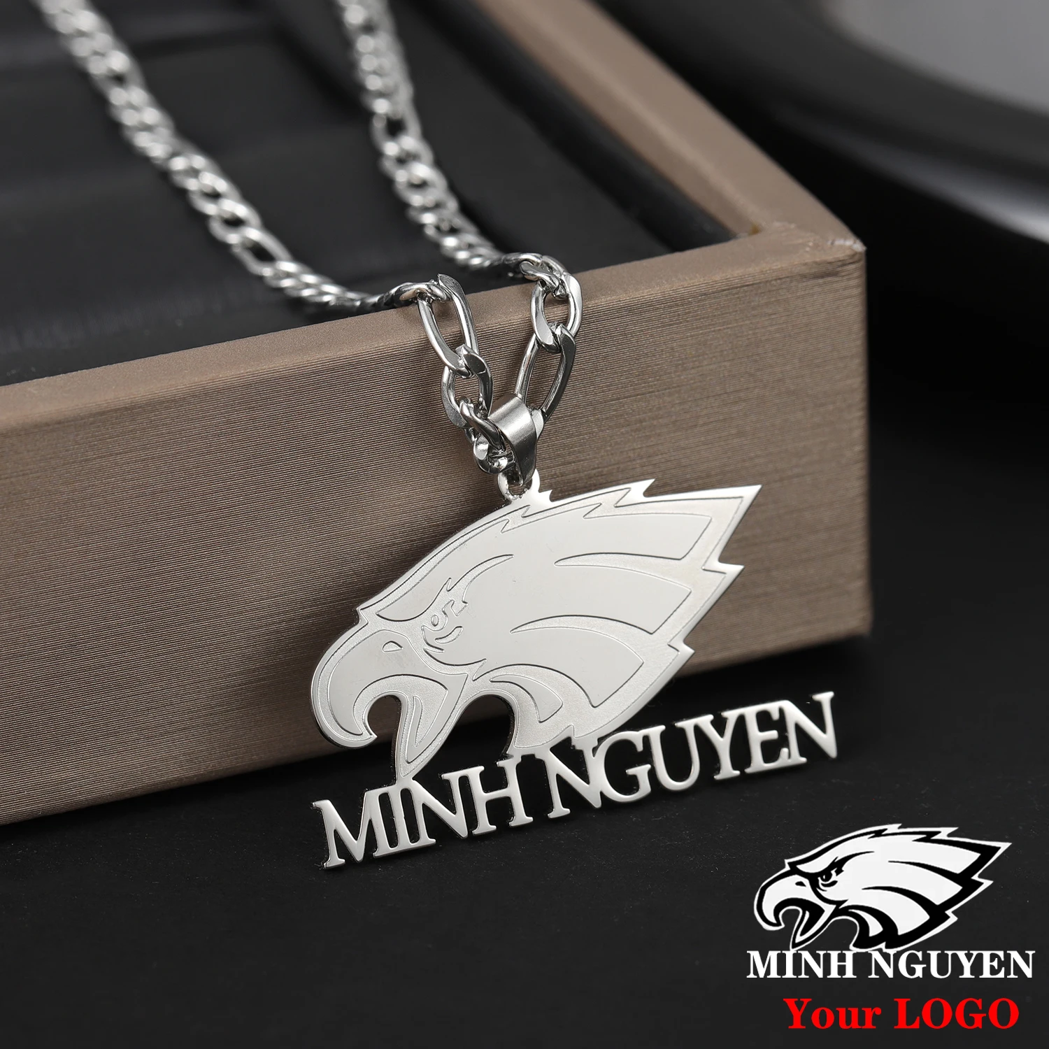 

Customized Logo Necklace Personalized Any Logo Necklace Company Icon Necklace Deep Custom Engraving Name Necklace For Mens Gifts