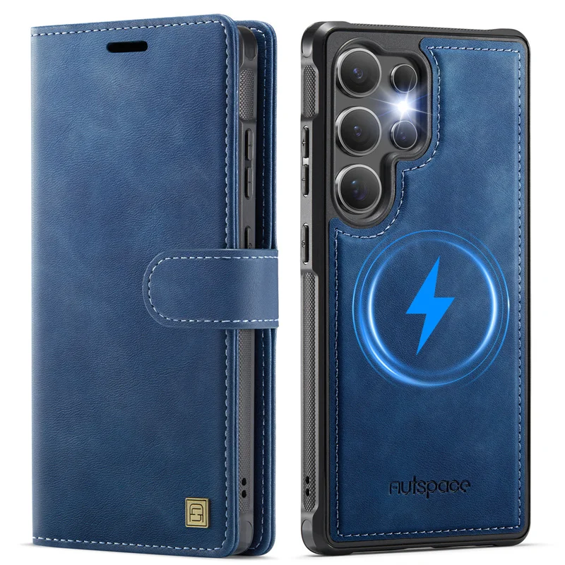 MagSafe Magnetic Flip Leather Phone Case with Wireless Charging and Wallet Card Feature