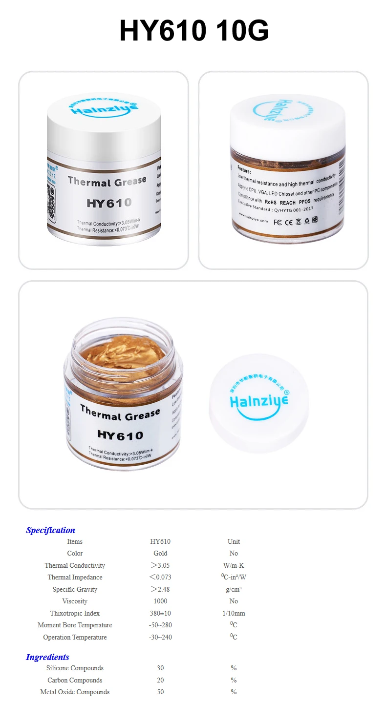 HY510 10g Grey Thermal Conductive Grease Paste For CPU GPU Chipset