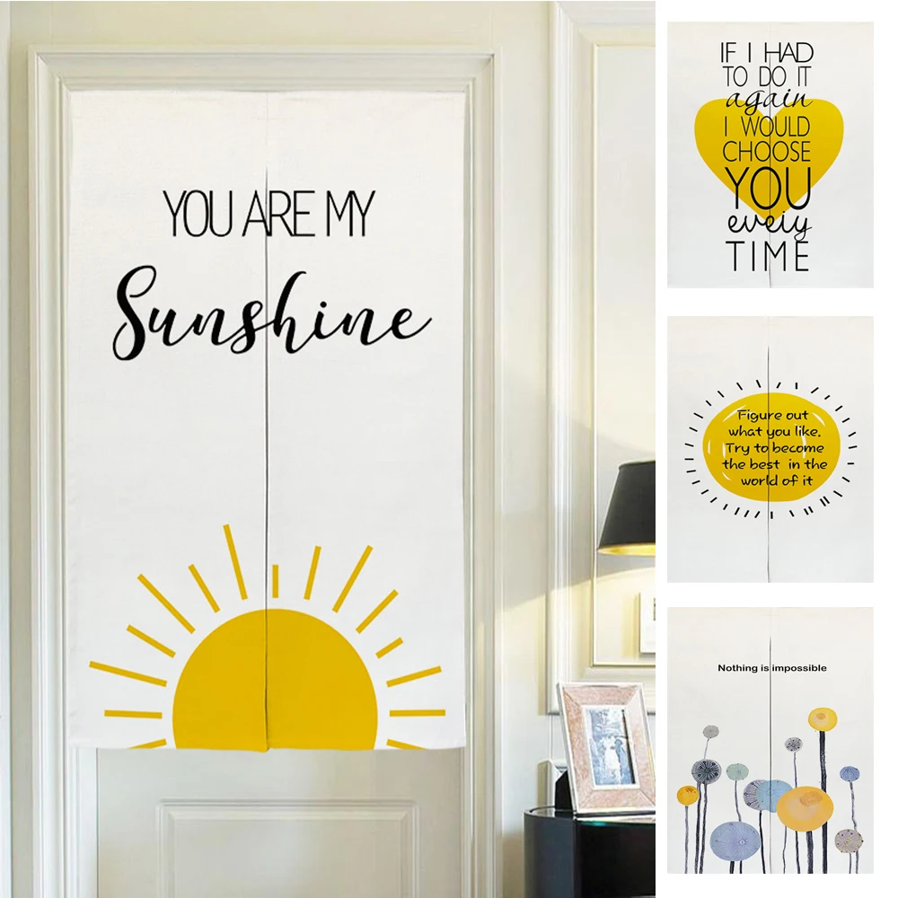 

Encourage Text Printing Doorway Fengshui Curtains Noren Short Kitchen Curtain For Bedroom Cafe Decor Cartoon Partition Curtain