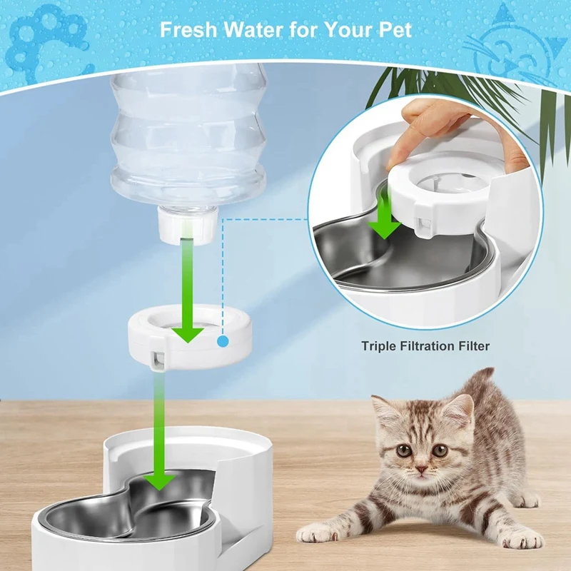4 Pack Replacement Filters For 3.6L/4.6L/6L/8L Heavy Force Pet Water Dispenser, Dog Water Filter Replacement, (1 Brush)