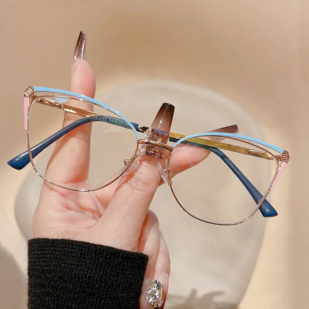 Trendy Blue Ray Blocking Anti-Blue Light Glasses Ultralight Eye Protection Square Eyeglasses Women Designers Metal Frame Glasses blue light blocking glasses metal frame glasses