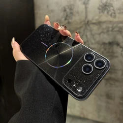 Magnetic Glitter Aurora Glossy Phone Case with Full Lens Protection - iPhone 16 (QZ - BM - black)