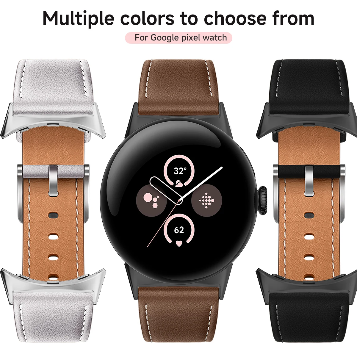 รูปสินค้า สายรัดข้อมือหนังแท้ Google Pixel Watch 4 ปรับขนาดได้ สวมใส่สบาย