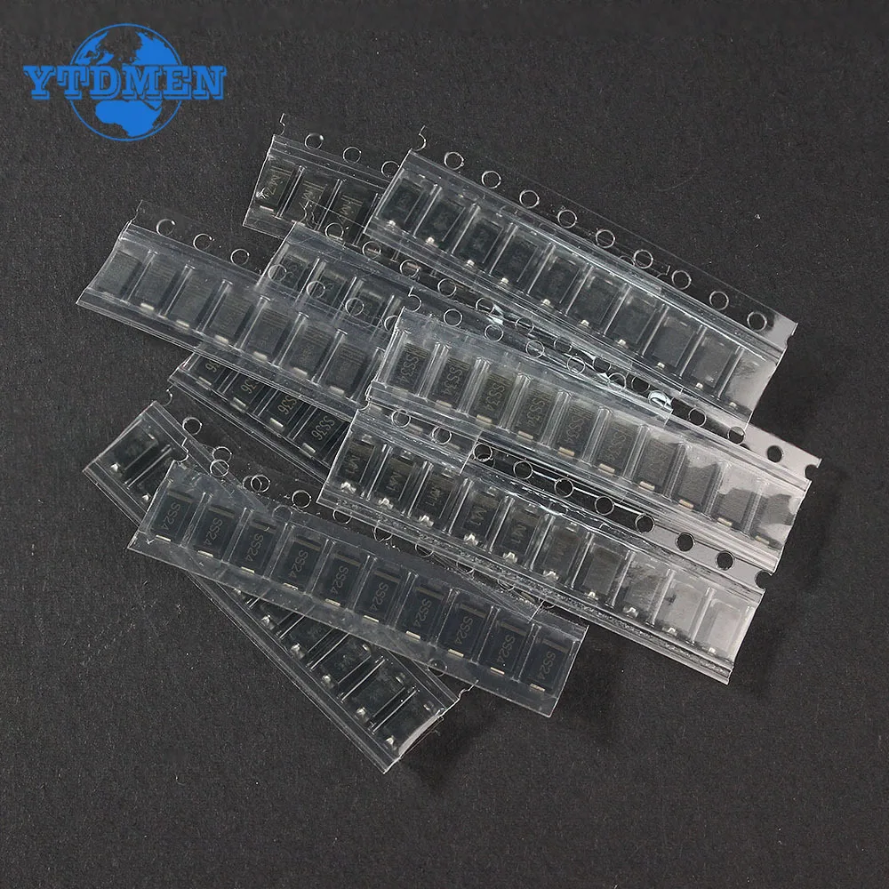90PCS Diode Kit Rectifier Diode 1N4007 1N4001 1N4004 SS14 SS24 SS34 SS16 SS26 SS36 SMD Schottky Diode Assort