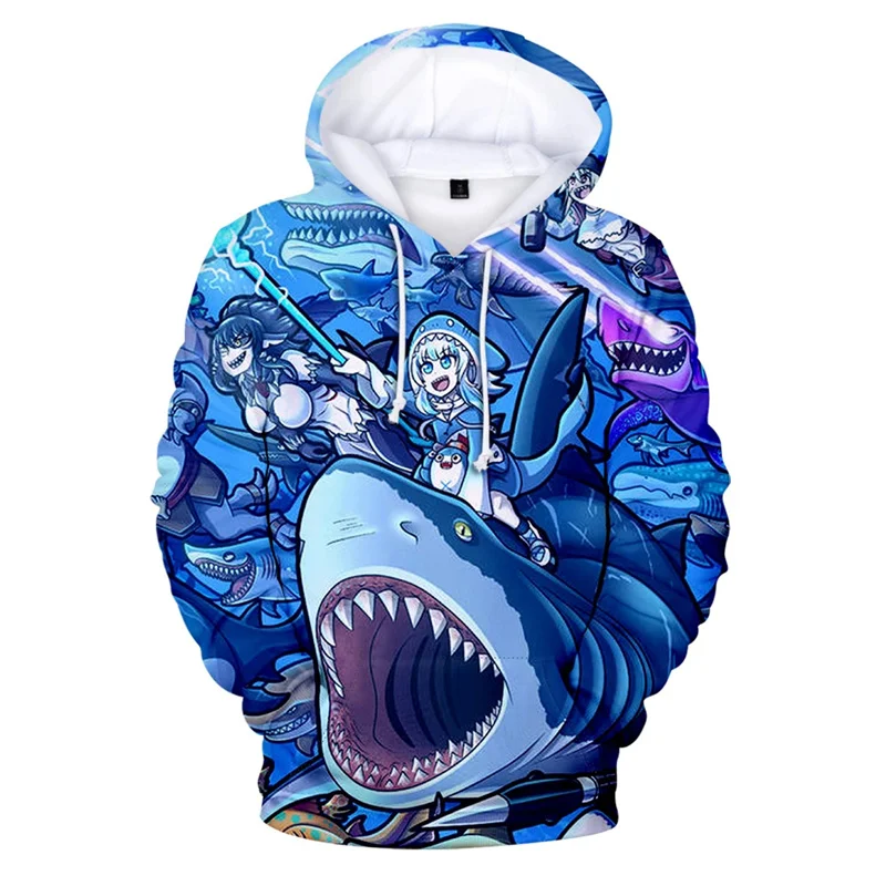 

3D Print Gawr Gura Hoodie Men Tops Women Harajuku Fashion Hooded Sweatshirts Kids Long Sleeved Pullover Oversize Unisex Clothing