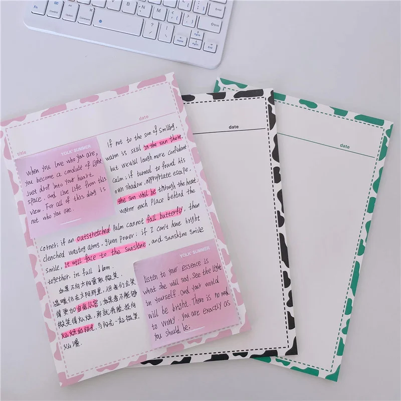 

Ins Color Cream Grain Memo Pad B5 Student Study Notebook Diary Creative Large Loose-leaf Office School Stationery 30 Sheets