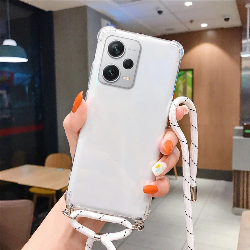 Clear Shockproof Crossbody Lanyard Case - Transparent Soft TPU Silicone Cover