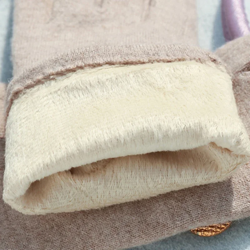 Women Cashmere Gloves Outdoor Fashion Touch Screen Gloves Autumn Winter Cute Furry Warm Mitts Full Finger Mittens Female furry gloves winter gloves touch screen gloves fashion gloves