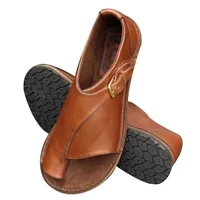 Femmes sandales chaussures d'été pour femmes rétro en cuir PU Peep Toe femmes pantoufle 2025 nouvelle plage boucle sangle plat Sandalias De Mujer 5