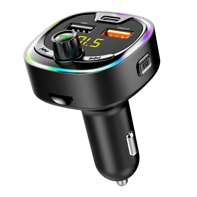 

Автомобильный MP3 Bluetooth FM-передатчик, Bluetooth-плеер, яркая атмосфера, дышащая, стандарт PD + USB + быстрая зарядка QC3.0