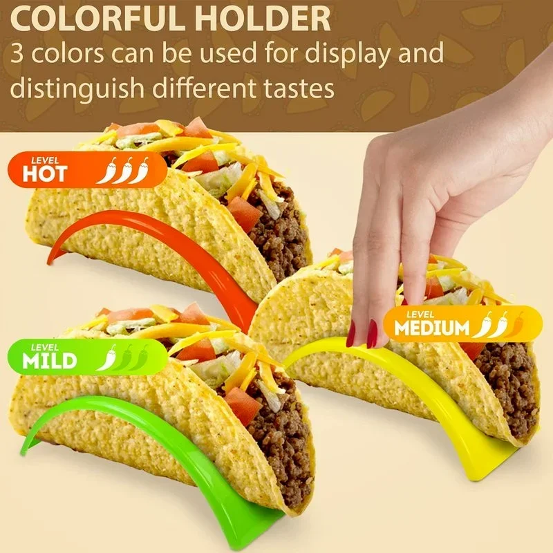 Taco Holder 12PCS Tortilla Roll Stand Colorful Taco Shell Plastic Holder Sandwich Bread Display Stand Plate Food Holder Kitchen Supplies