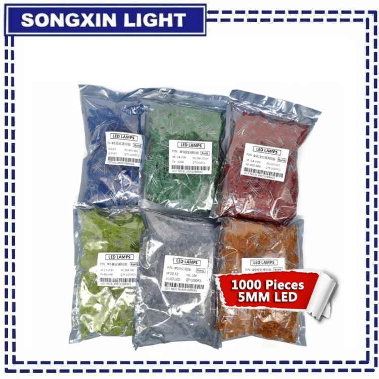 LED Diode 5mm led light-emitting diodes Diffused LED LAMP Z2 1000pcs blue green red yellow white orange