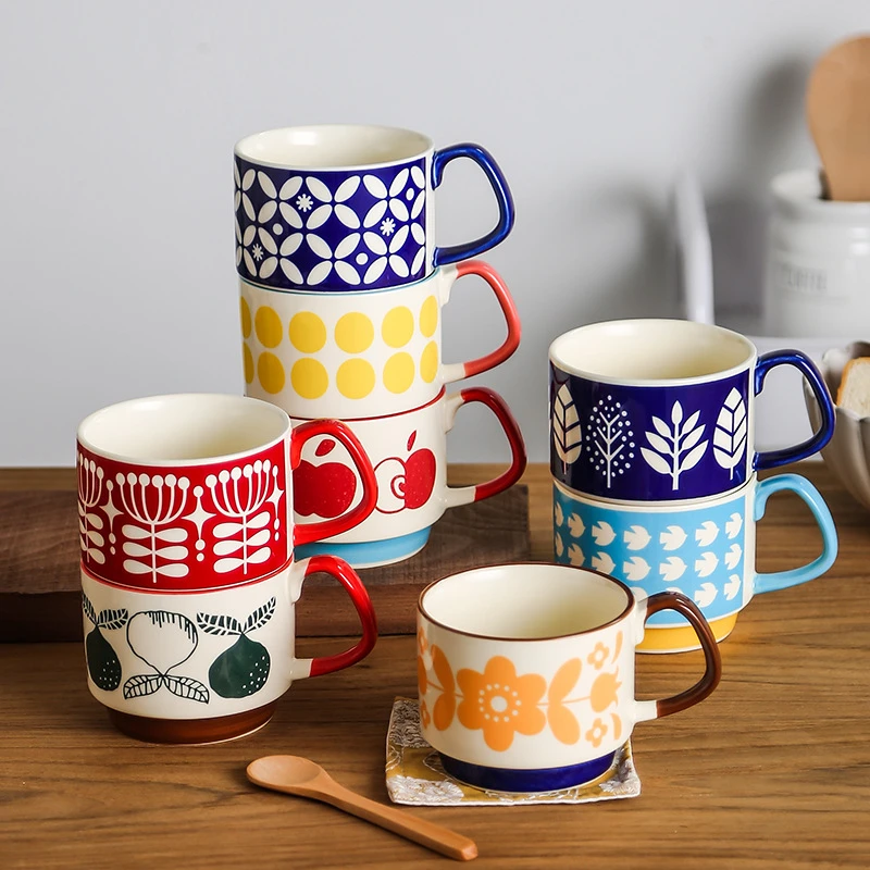Octrooi verzending hebben zich vergist Japanse vintage stapelbare mokken keramische koffiemok ontbijt melk thee  water kopjes keuken accessoires kantoor huishoudelijke drinkwaren| | -  AliExpress