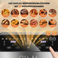Friteuse à air 10 L avec séparateur amovible, fenêtre de visualisation, affichage tactile LED numérique, 12 fonctions, circulation d'air chaud, 2600 W 2
