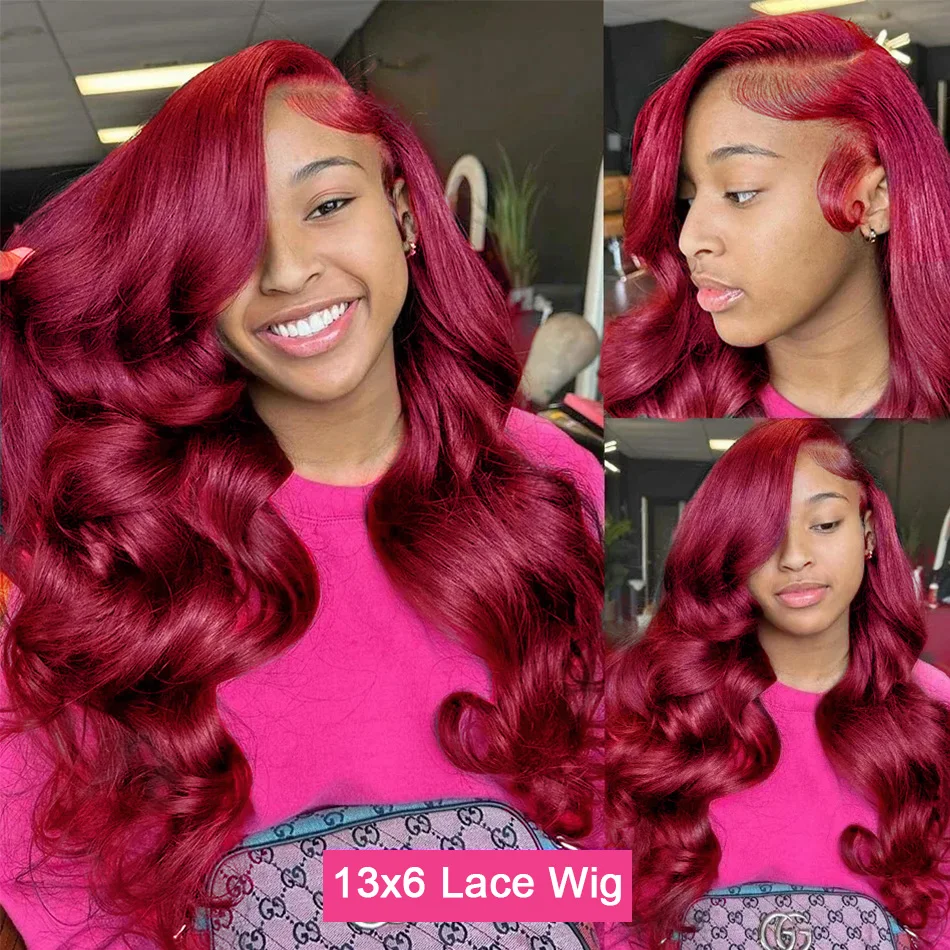 30 Inch Burgundy 13x6 Hd Lace Frontal Human Hair Wig 99j Colored 13x4 Body Wave Wig Red Lace Front Human Hair Wigs For Women