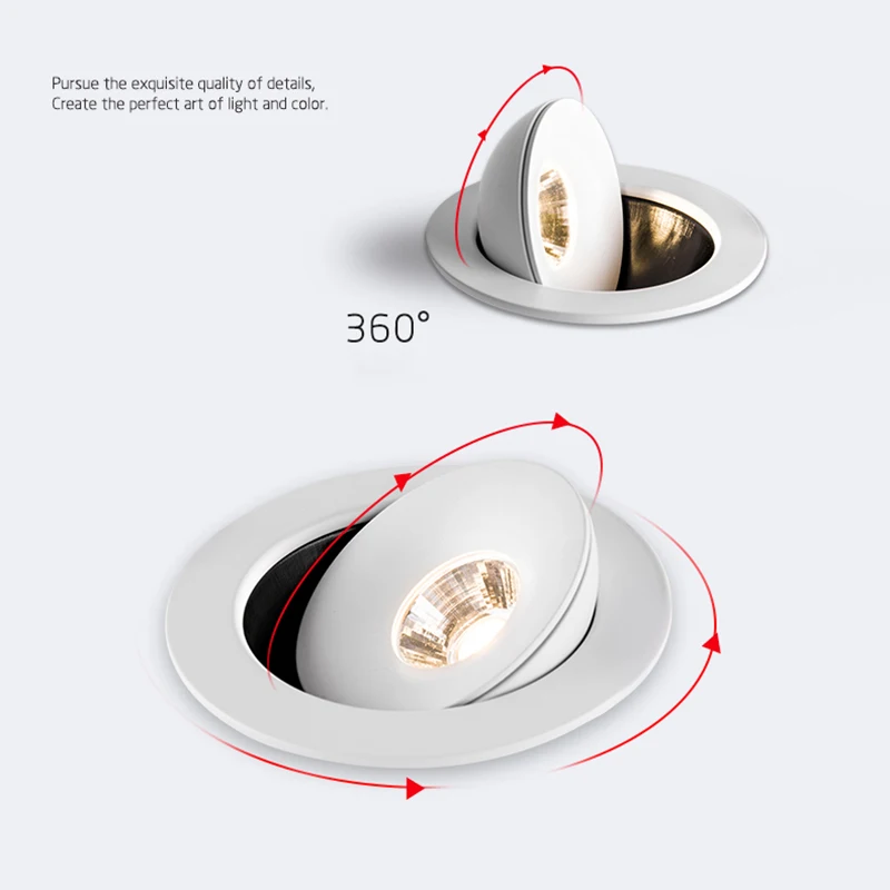 Dimmable Circular Spot 360&deg; Angle Adjustable LED Embedded COB Downlight 9W 12W 15W Ceiling Light AC110V-220V Background Focus led downlight,recessed ceiling spotlight,ceiling lamps