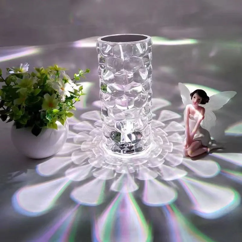창의적인 크리스탈 테이블 램프, LED 분위기 램프, 침실 침대 옆 야간 조명, 가정용 가구, 침실 장식