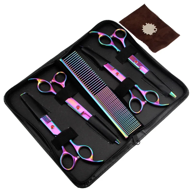 

Professional 7 Inch Pet Dog Grooming Scissors Stainless Steel Technicolor Curved Thinning Shears Chunker Thinner Scissors