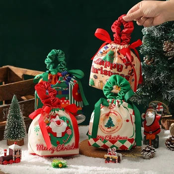 10/20/30 Pcs Christmas Candy Packaging Bag Pleated Velvet Gift Bag Pouch Xmas Wrapping Bags Christmas Party Decoration Favors 1
