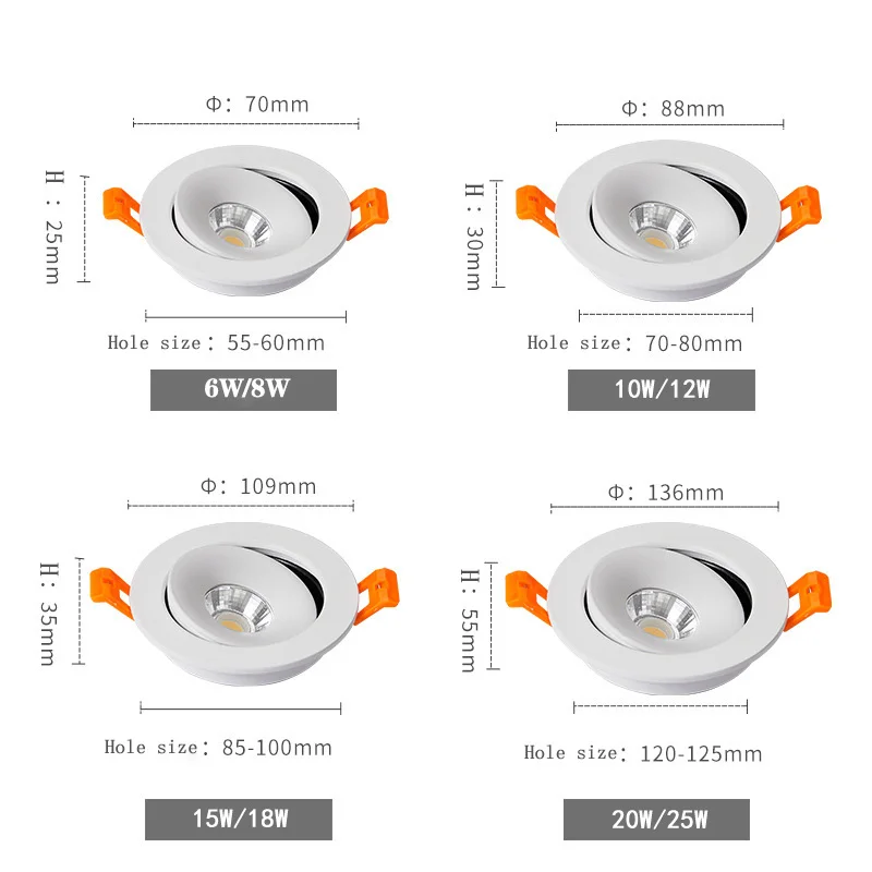 Embedded COB Spotlights Rotate 360 Degrees 6W-25W LED Bedroom Shop Corridor Ceiling Concealed Installation led downlight recessed ceiling spotlight ceiling lamps