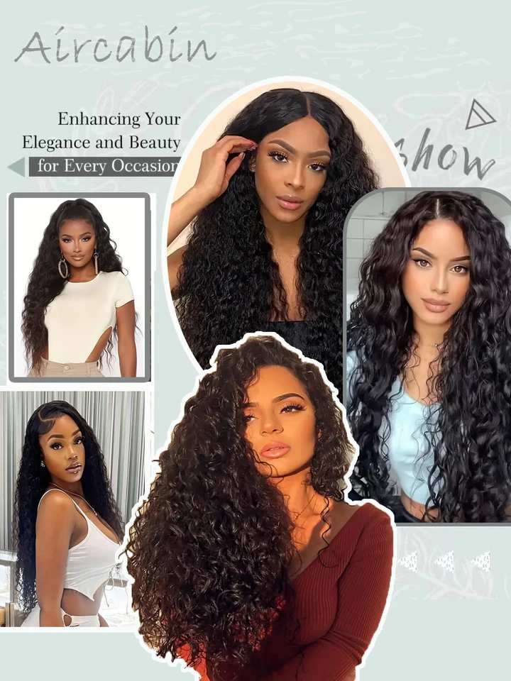 クリップインボディウェーブヘアエクステンション 100% 人毛 バージンヘア ナチュラルブラック # 1b 黒人女性向け ウォーターウェーブクリップ 100% 人毛エクステンション 女性用 フル