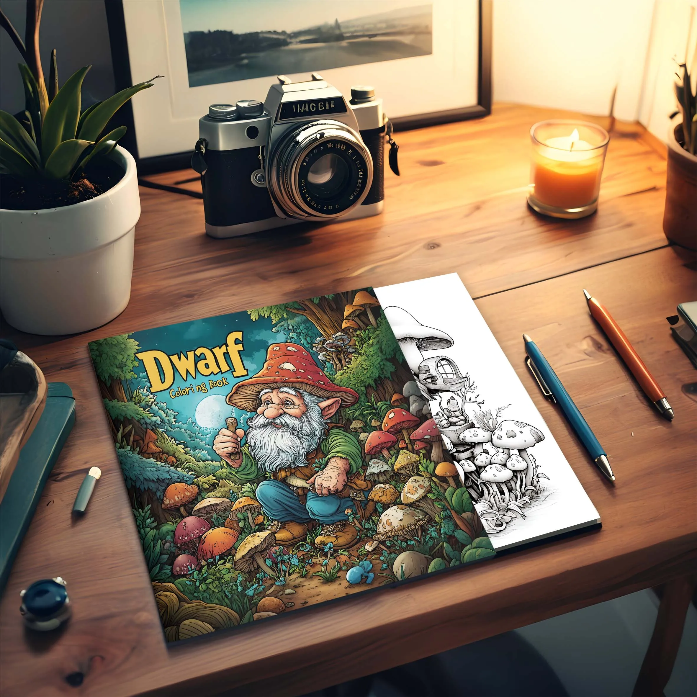 1pc Art Coloring Book 24Page Coloring Book Gift For Birthday Relieve Stress Kill Time Graffiti Painting Drawing Mushrooms Forest 6