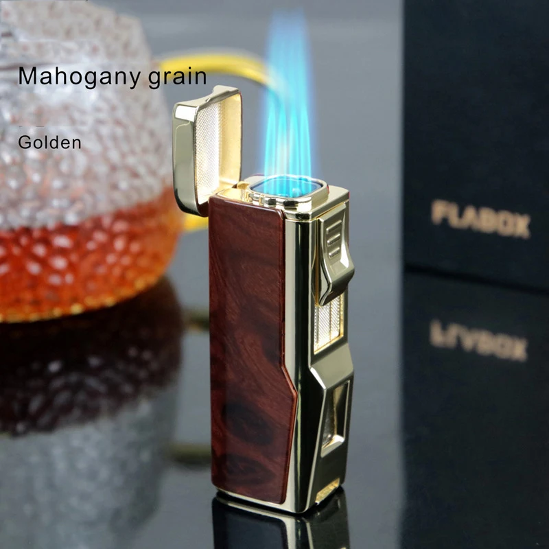 QD116 Four Fire Direct Charge High Fire Inflatable Windproof Lighter with Cigar Knife and Cigar Holder Gift Box 6