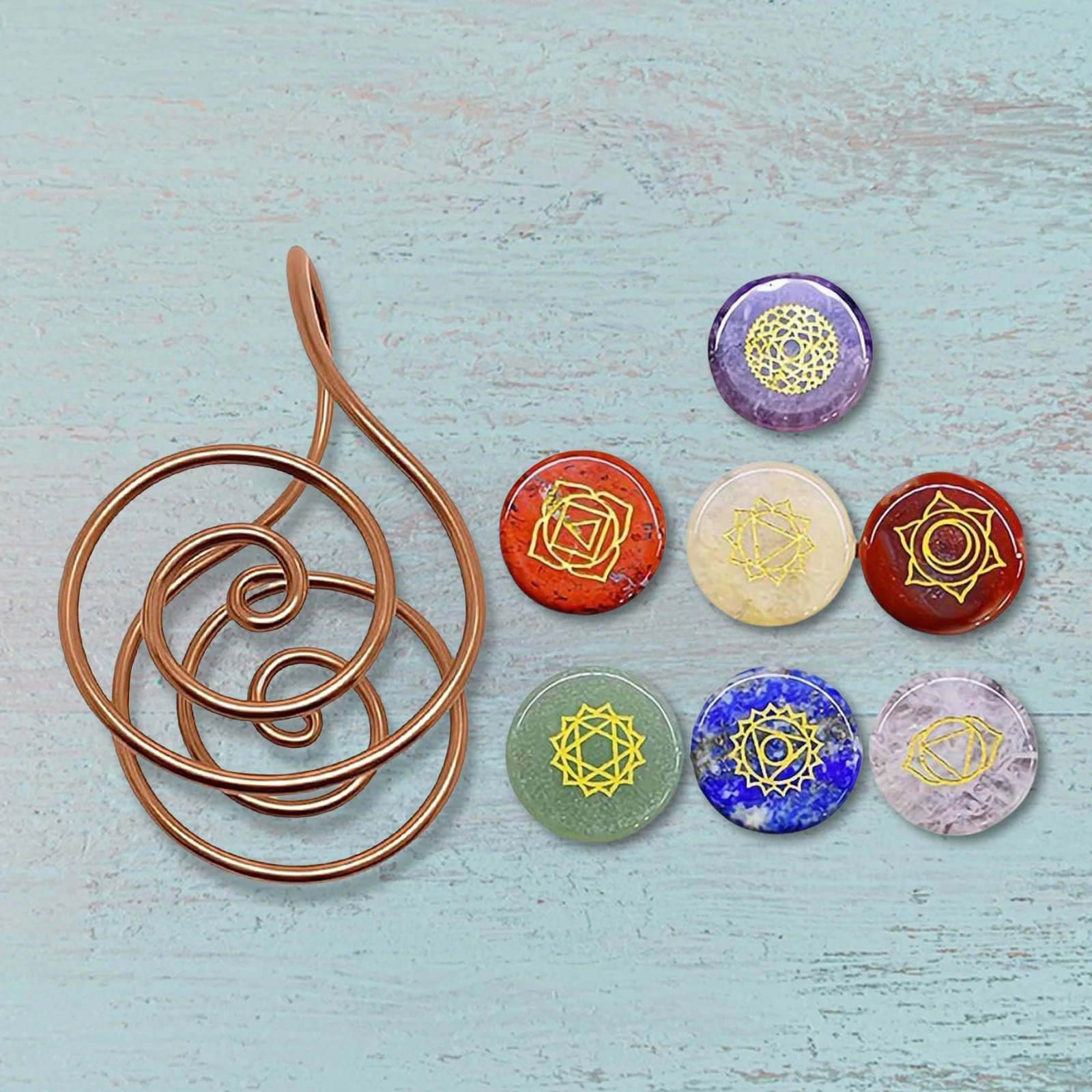 Adjustable Copper Palm Ring Handmade Jewelry Accessories Reiki Energy Spiral Hand Ring Portable Spiral Palm For Crystal Work