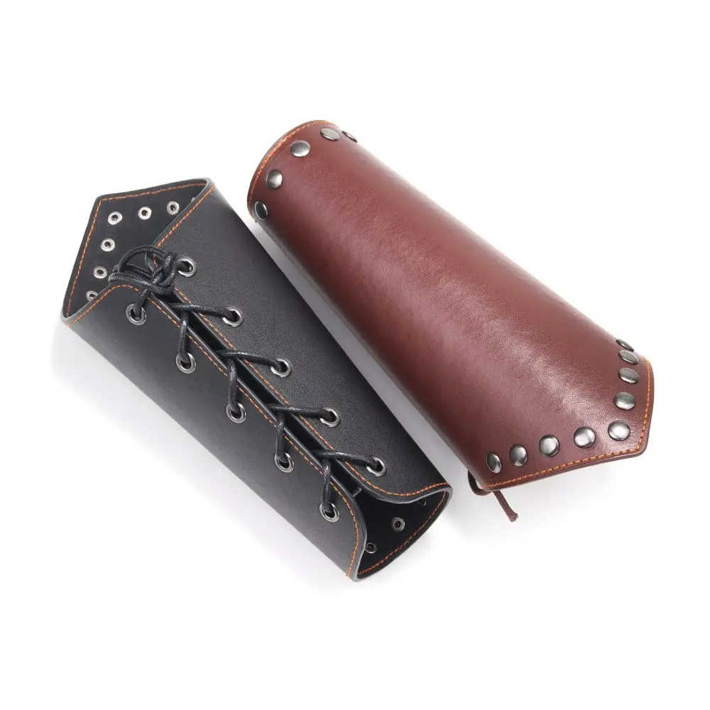 Sports Accessories Leather Archery Arm Guard Black Brown Punk Viking Bracer Gauntlet Armband Men Women
