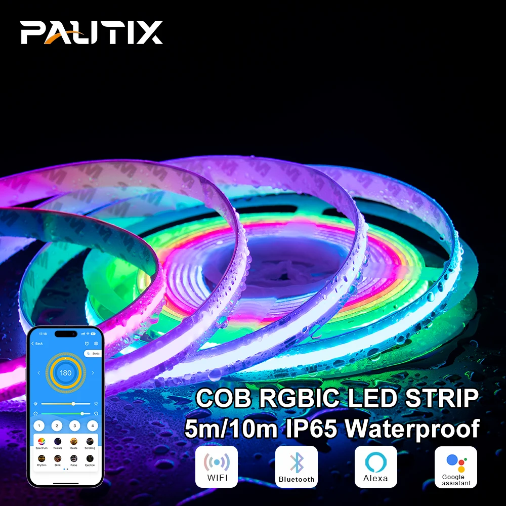 Arotelicht Ruban LED COB 24V RGB Bande LED COB 2m 840LEDs/m Flexible Haute Densité Déformable Dimmable IP20 Pour TV Rétro-éclairage Chambre Cuisine Décoration Intérieure