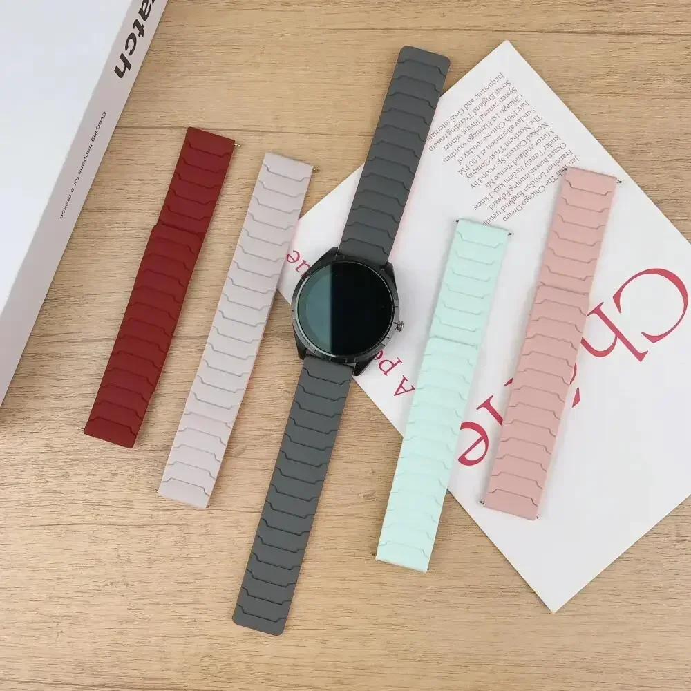 Magnetic Silicone Watchband - 20mm/22mm, Compatible with Multiple Smartwatch Models