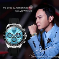 OLEVS-Montre-bracelet à quartz étanche pour homme, chronographe Shoous, bracelet en silicone, multifonctionnel, marque originale, mode 3